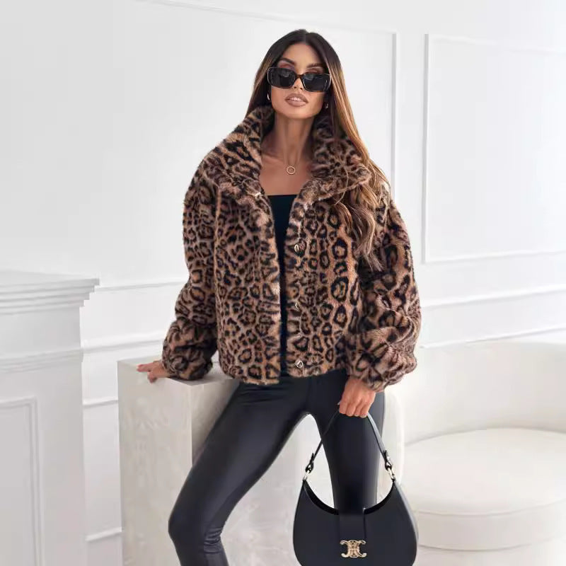 Fashion leopard print short coat
