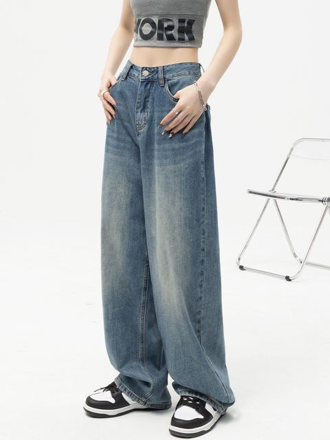 Damen Retro blue Baggy Jeans