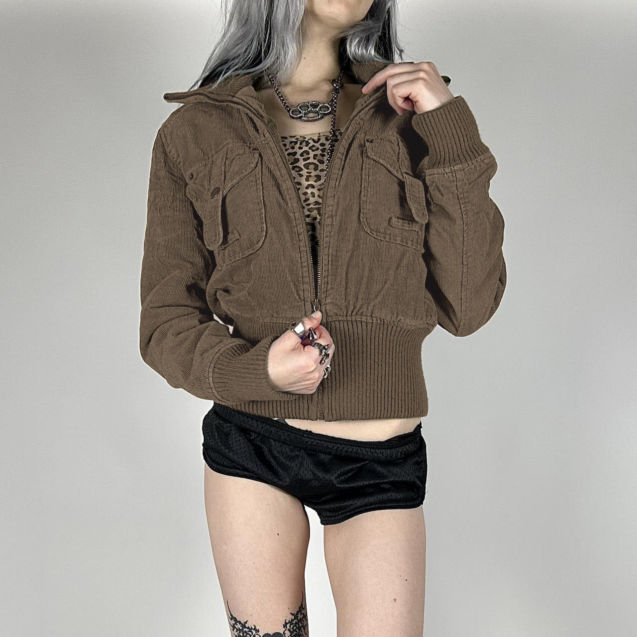 Damen Brown Y2k Style Jacket