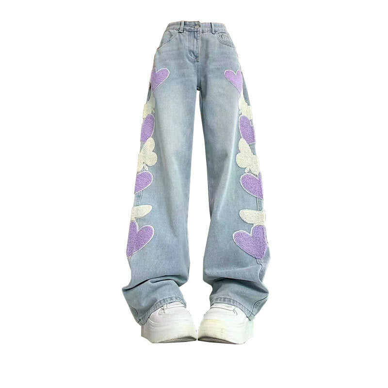 Damen Vintage Schmetterlings Jeans