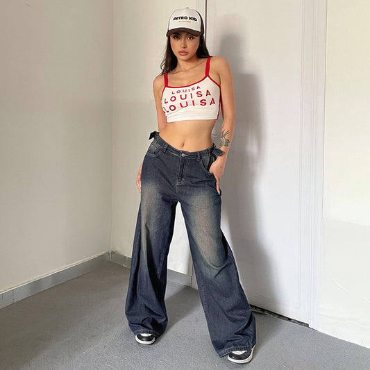 High Waist Loose Straight Street Jeans