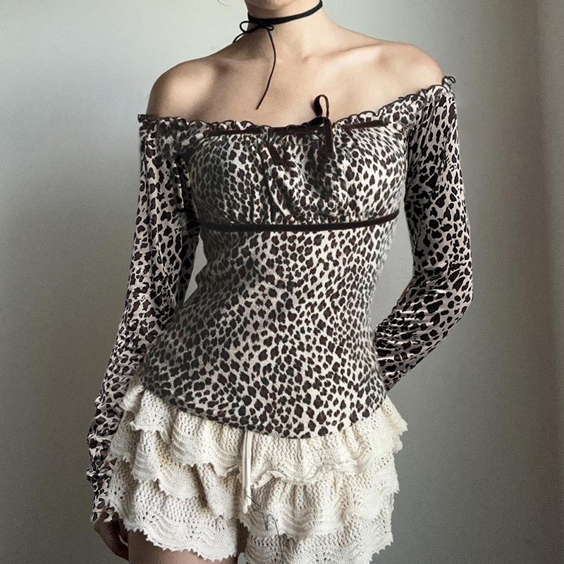 Leopard Print Long Sleeve Top For Women