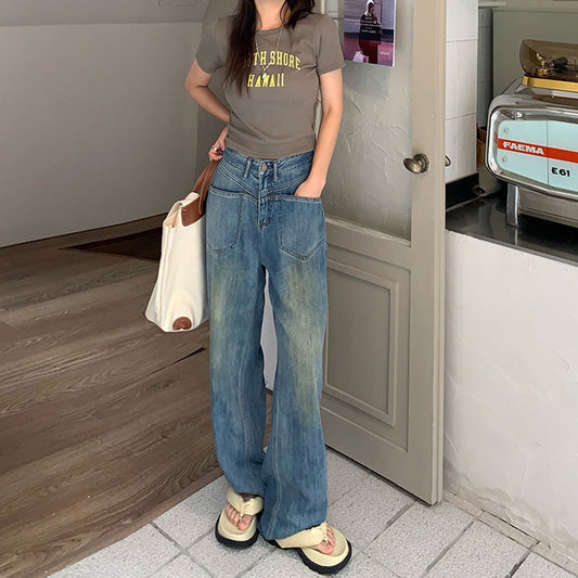 Damen Loose Retro blue Jeans