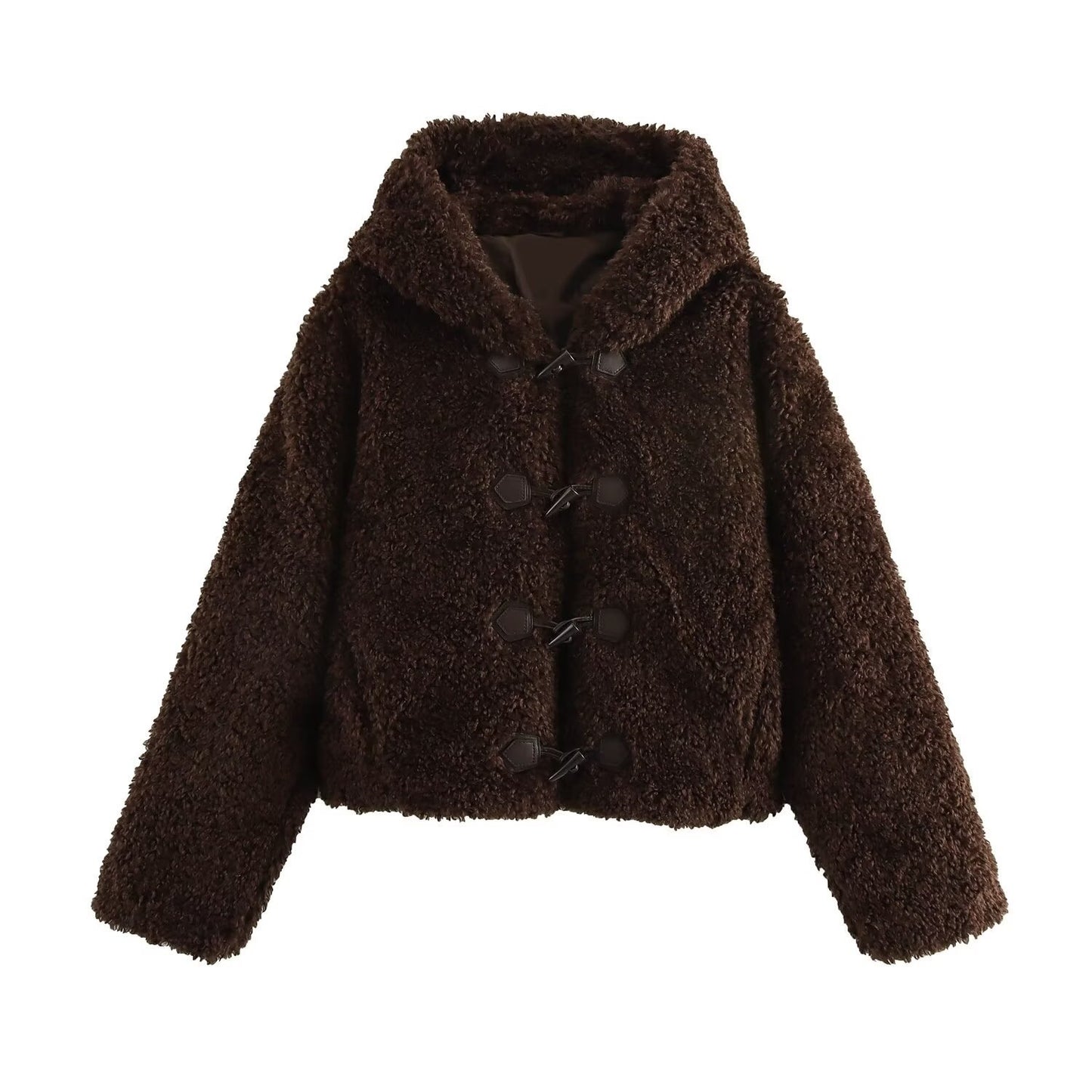 Damen String Button Faux Jacket