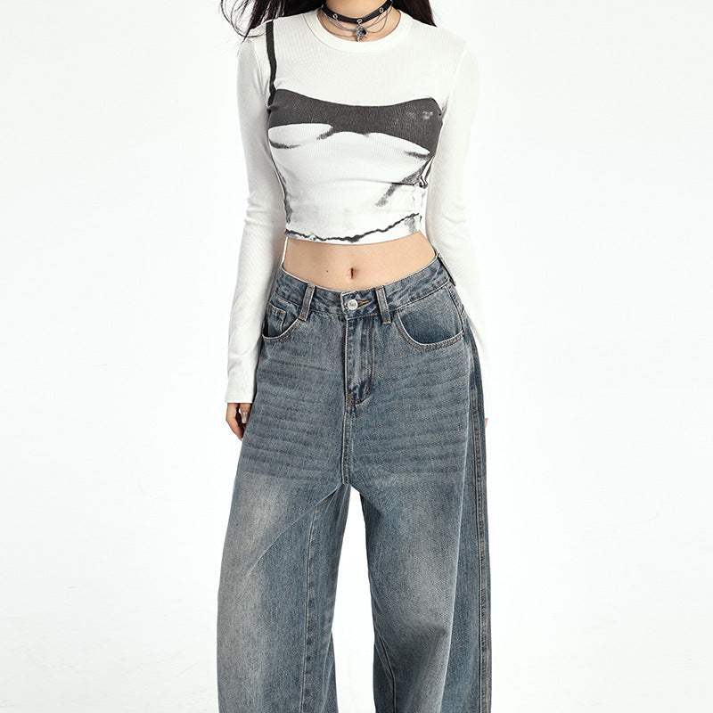 American Retro Loose Wide-leg Jeans