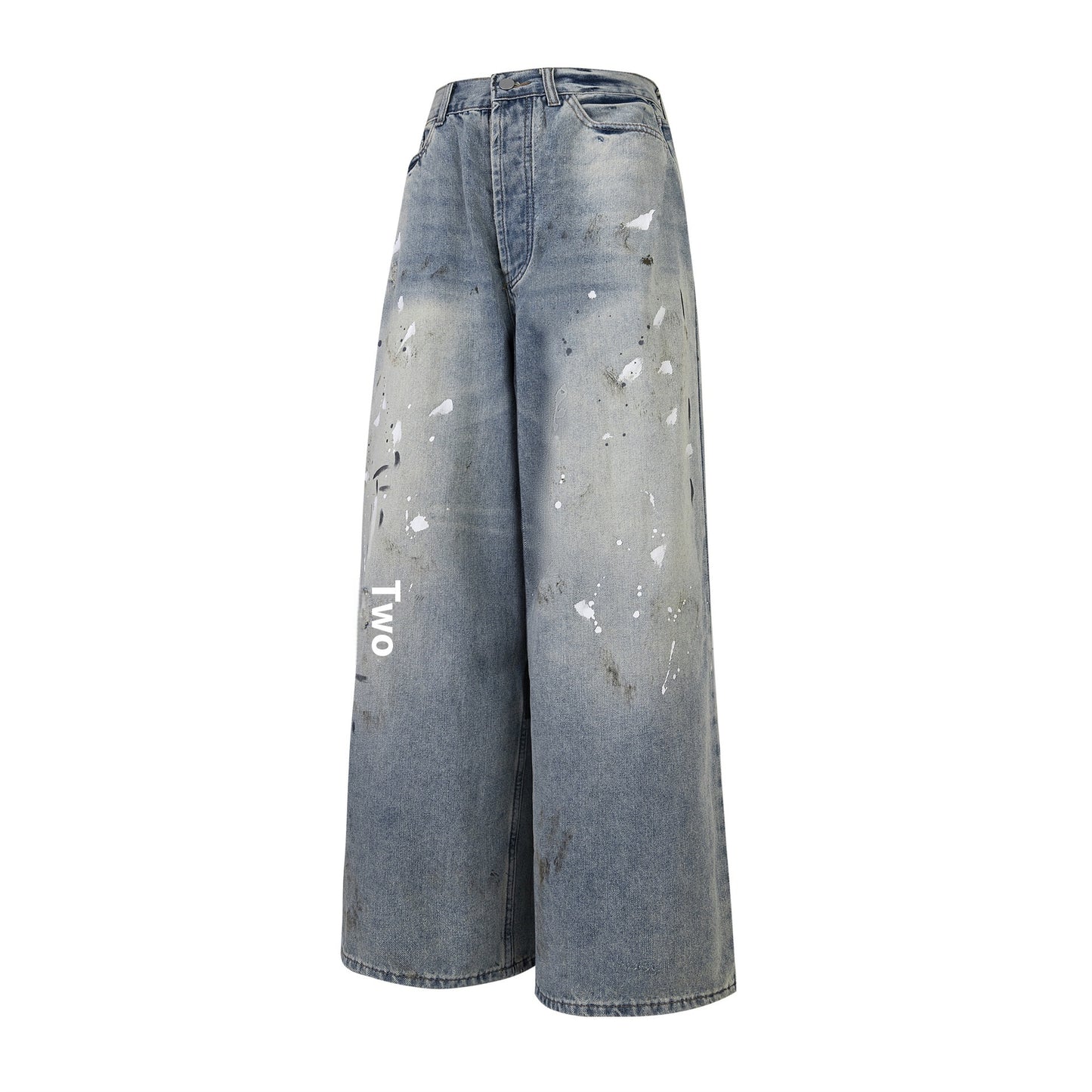 Washed Distressed Casual Loose Wide-leg Jeans