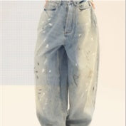 Washed Distressed Casual Loose Wide-leg Jeans