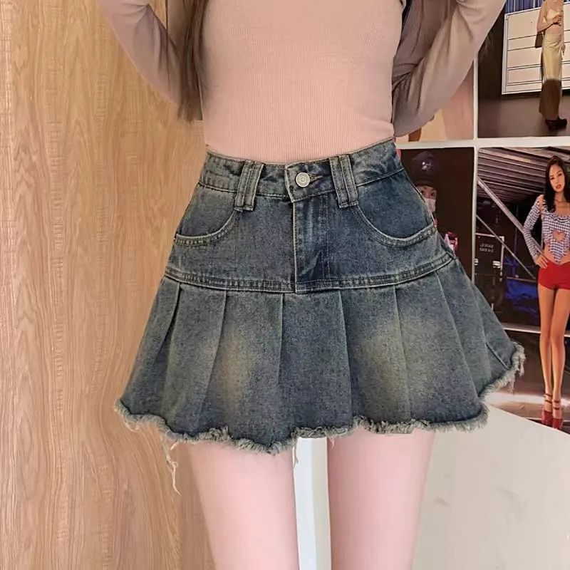 American Retro Pleated Skirt