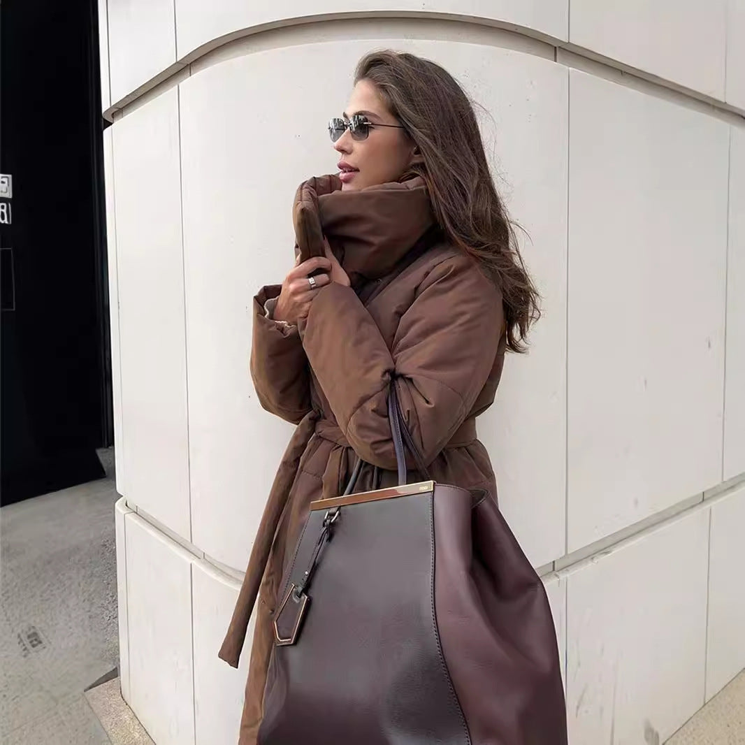 Warm Long Stand-up Collar Cotton Coat Jacket
