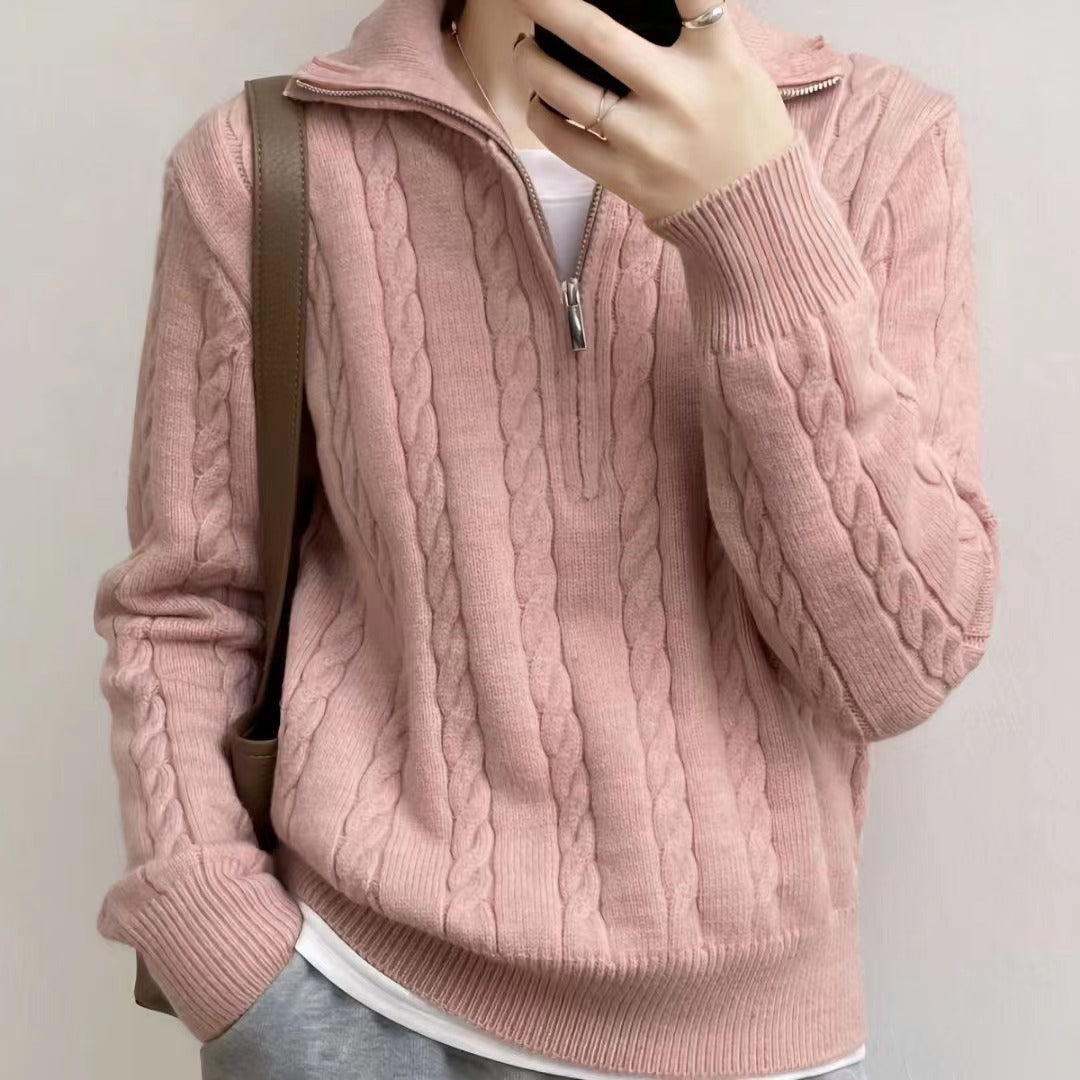 Zipper Casual Long Sleeved Pullover For Women