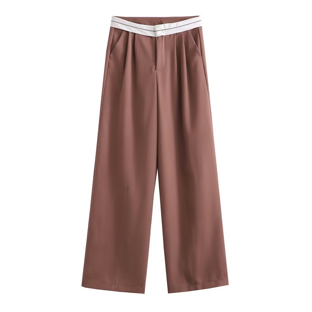 Contrast Color Casual Trousers