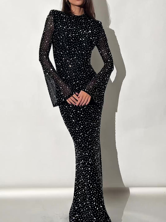 Black Long Sleeve Slim Fit Dress