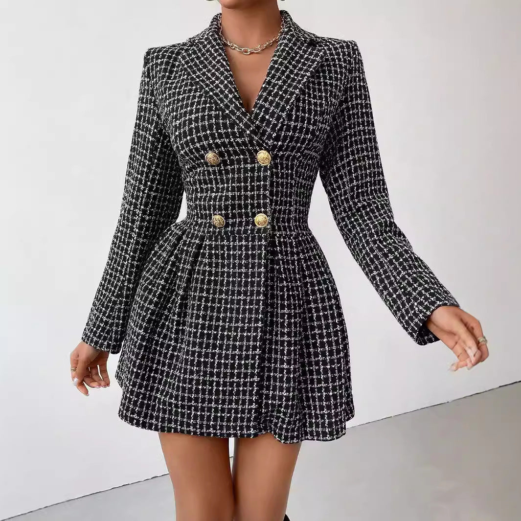 V-neck Long Sleeve Skirt Coat