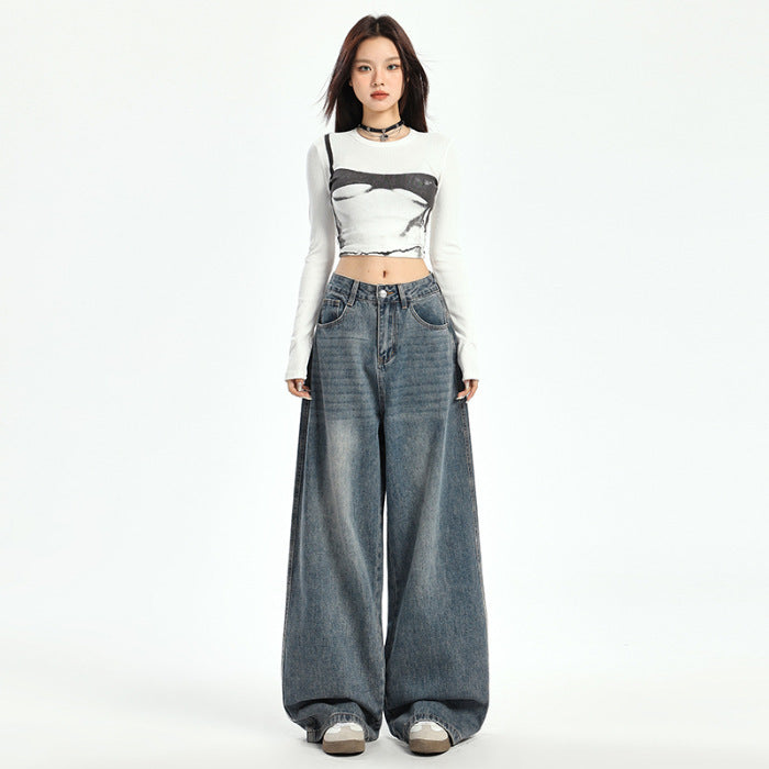 American Retro Loose Wide-leg Jeans